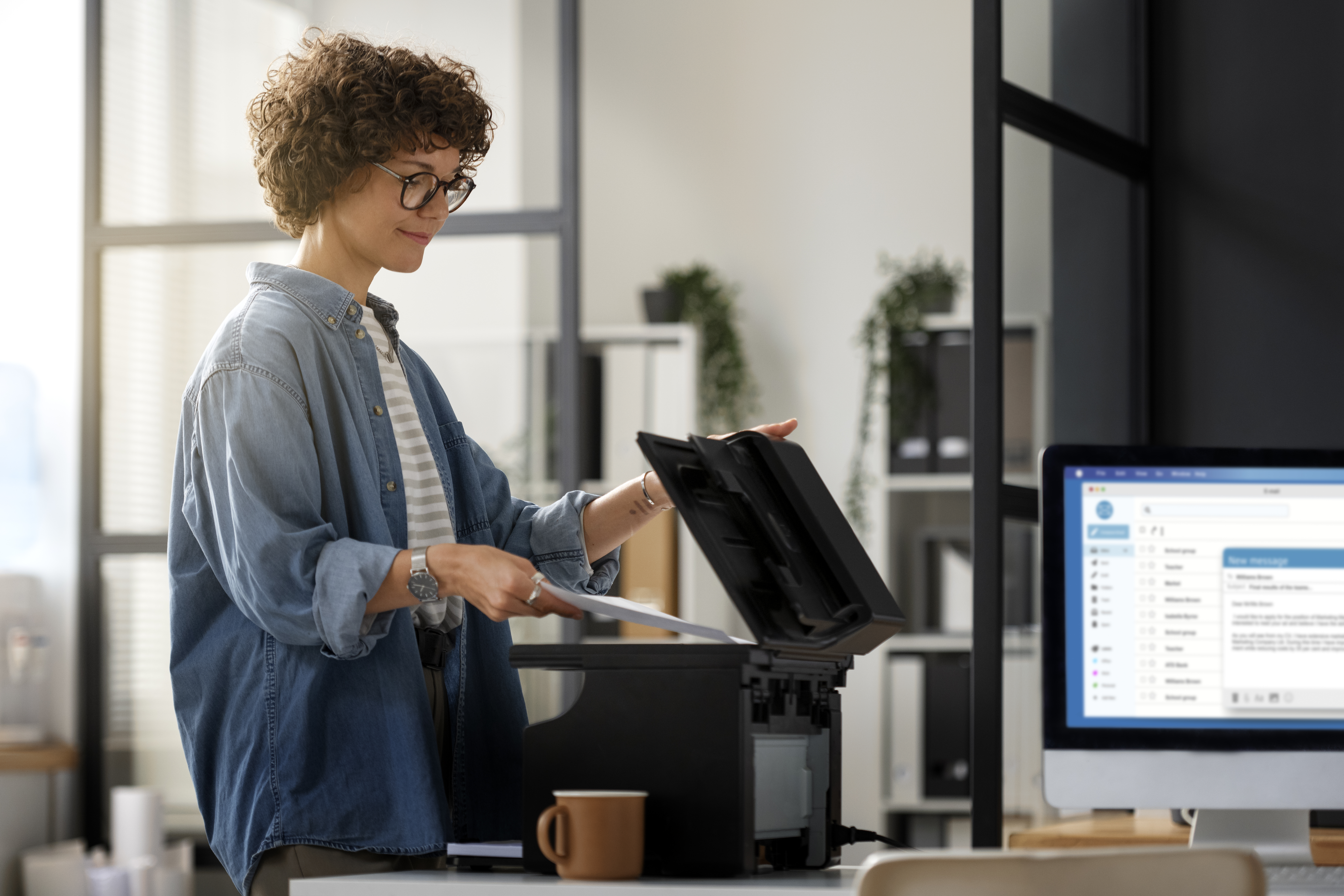 side-view-woman-working-with-printer